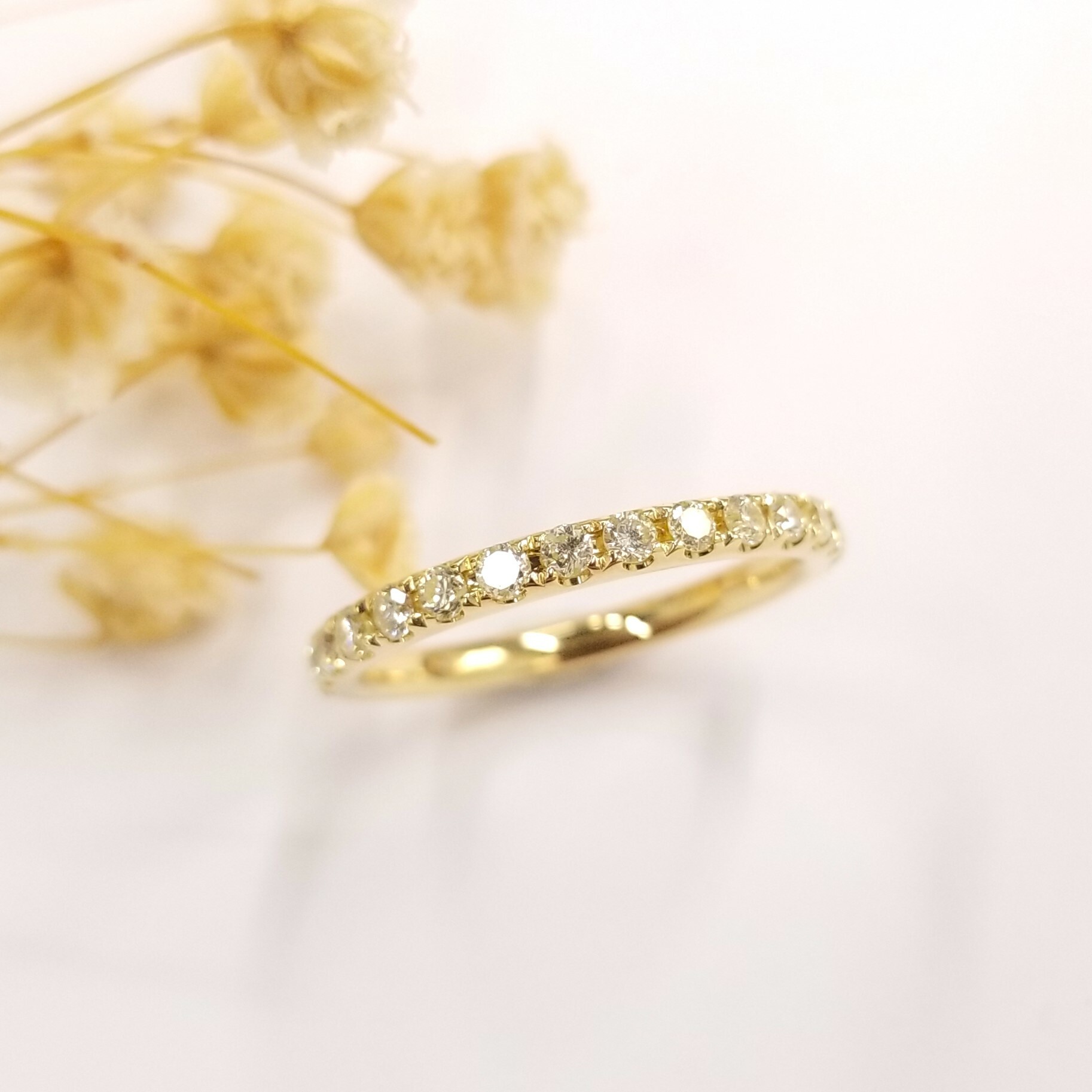 全新18K黃金65份鑽石全圈戒指