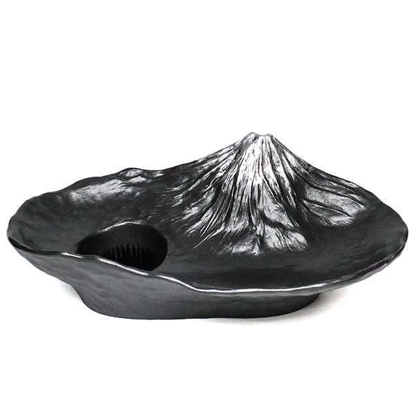 【銀雅堂】倒映富士水盤花器-墨富士 (大)