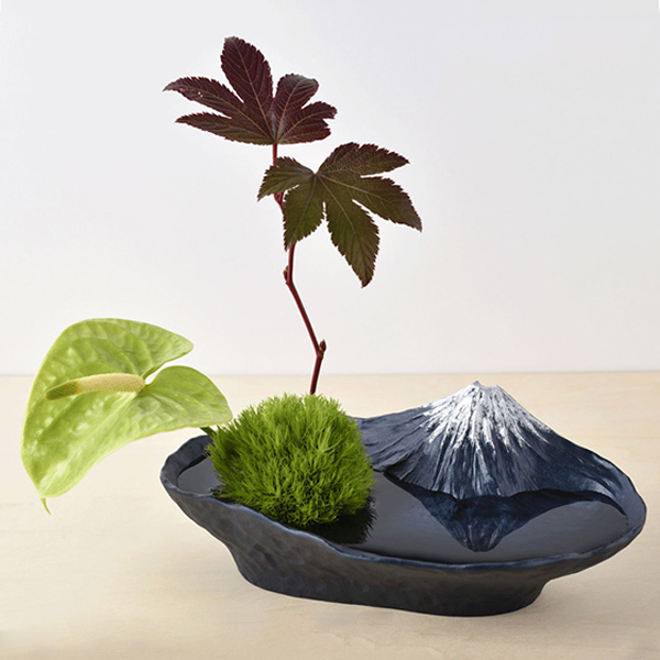 【銀雅堂】倒映富士水盤花器-青富士 (大)