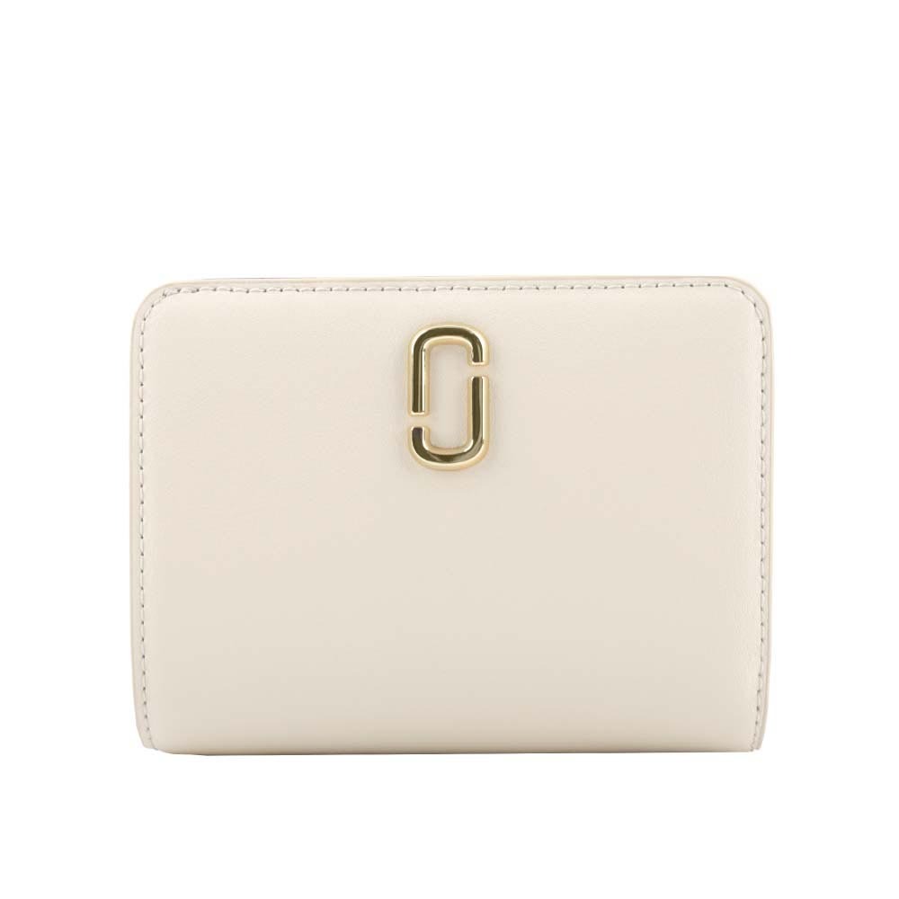 【MARC JACOBS】The J Marc 平滑皮革暗釦拉鍊零錢袋短夾(天空白) 2S3SMP003S01 123