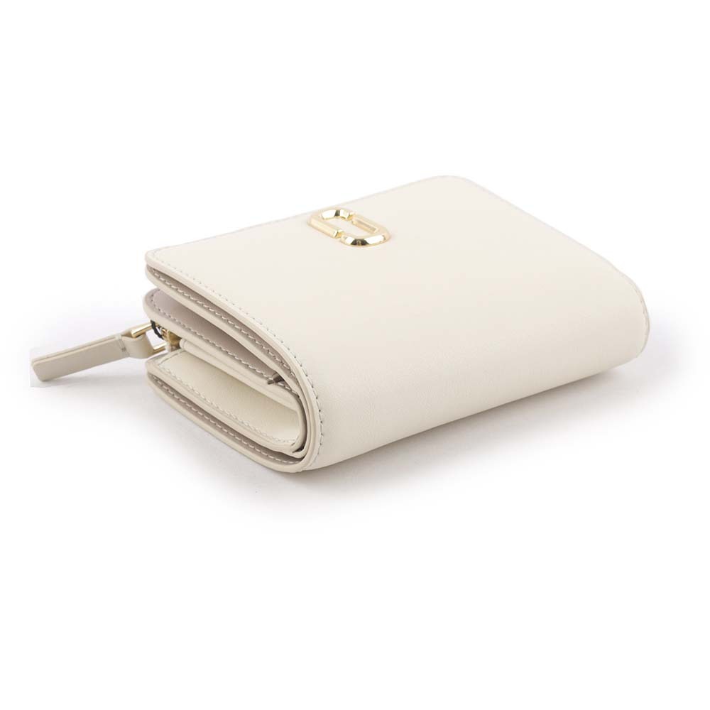 【MARC JACOBS】The J Marc 平滑皮革暗釦拉鍊零錢袋短夾(天空白) 2S3SMP003S01 123