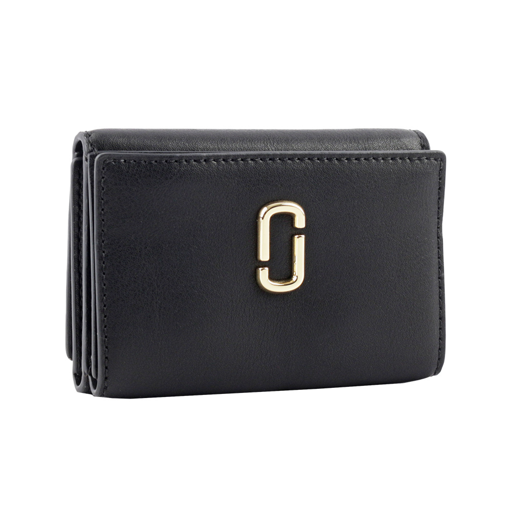 【MARC JACOBS】The J Marc 平滑皮革迷你三折短夾(黑色) 2S3SMP005S01 001