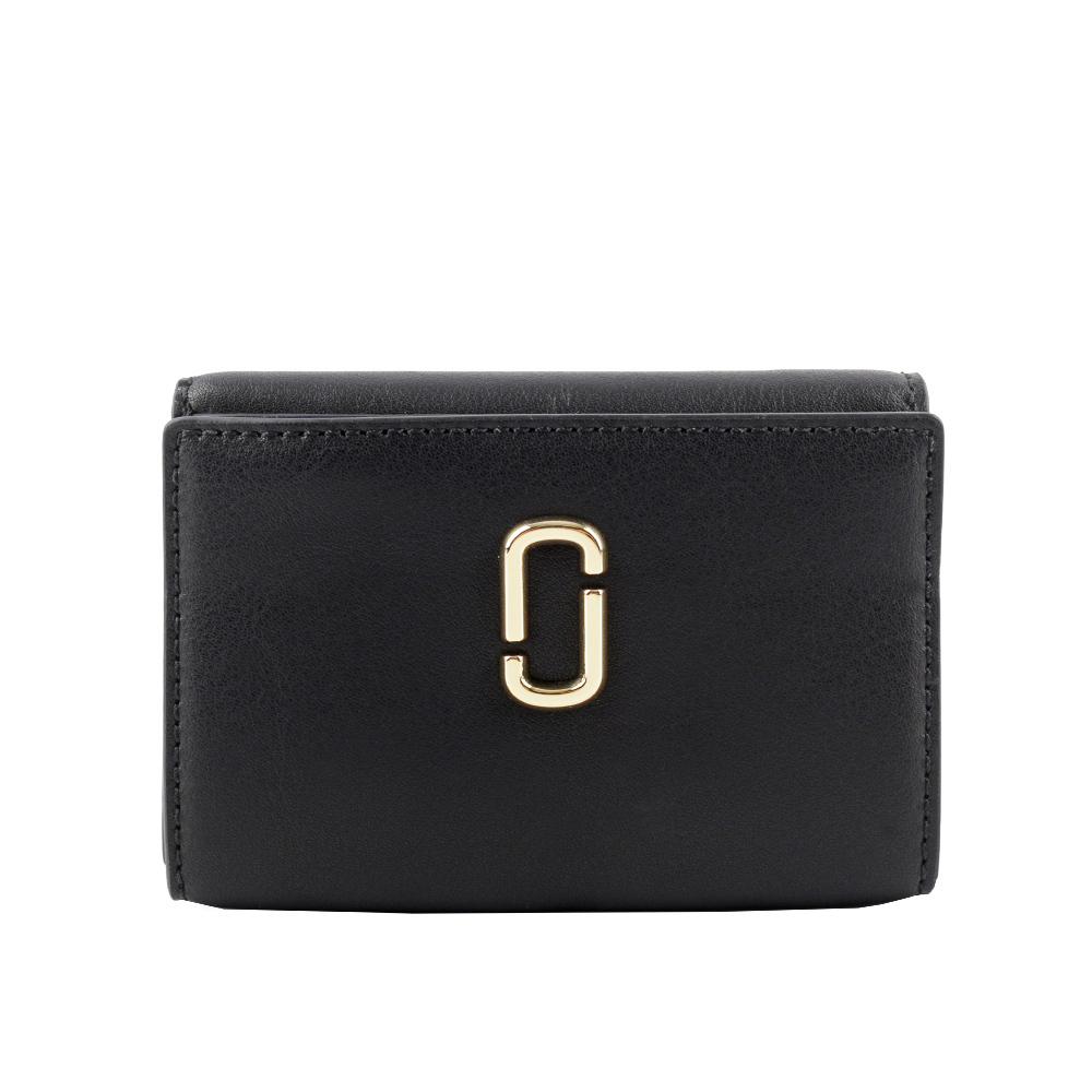 【MARC JACOBS】The J Marc 平滑皮革迷你三折短夾(黑色) 2S3SMP005S01 001