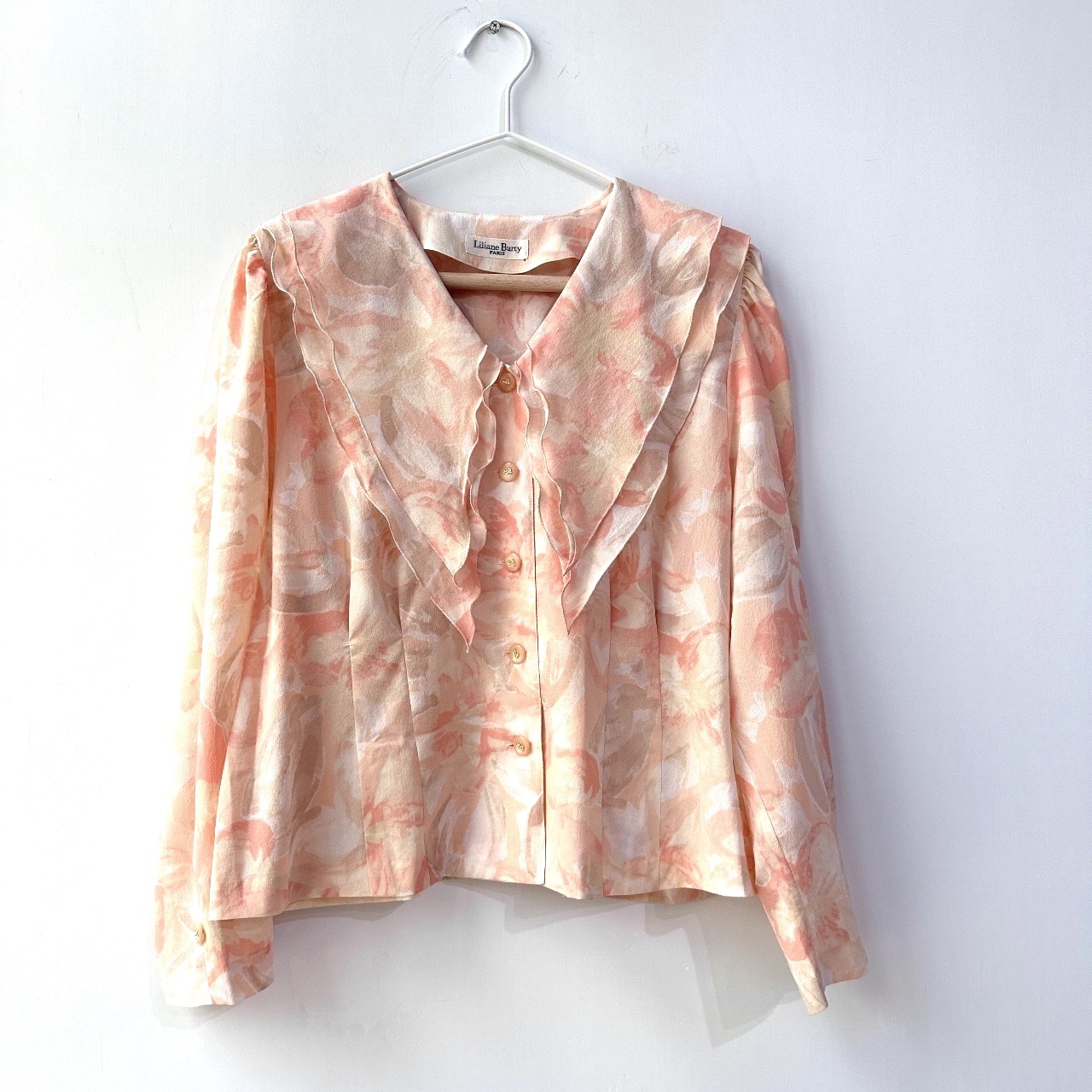 日本製粉嫩橙雙層大領長袖上衣