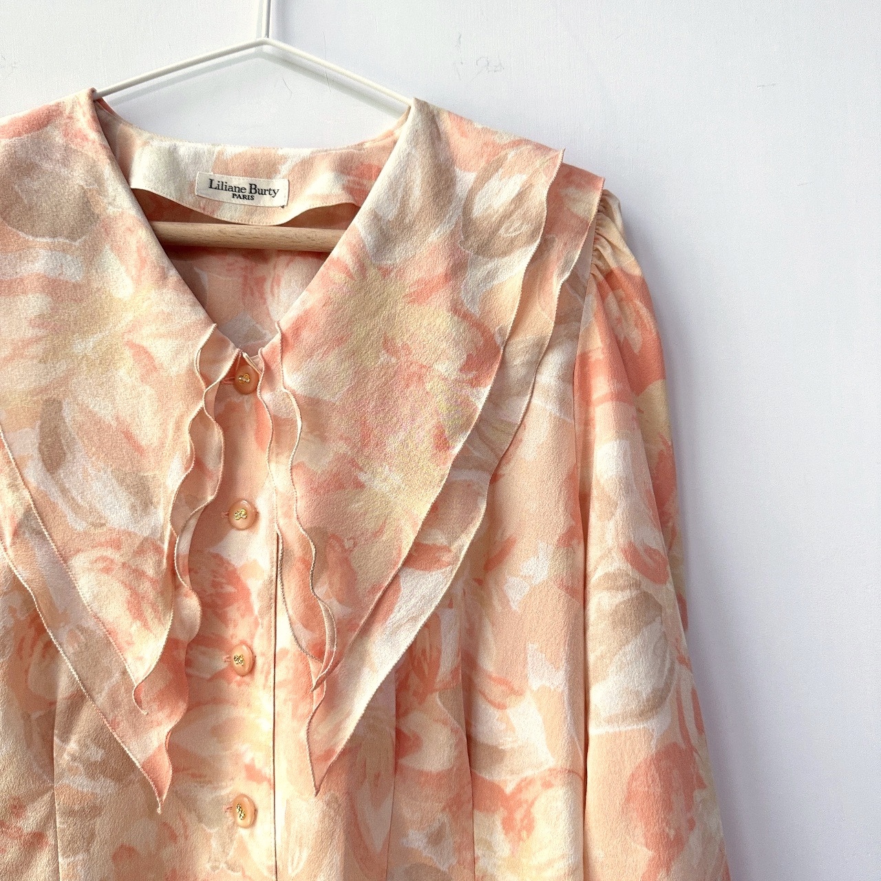 日本製粉嫩橙雙層大領長袖上衣