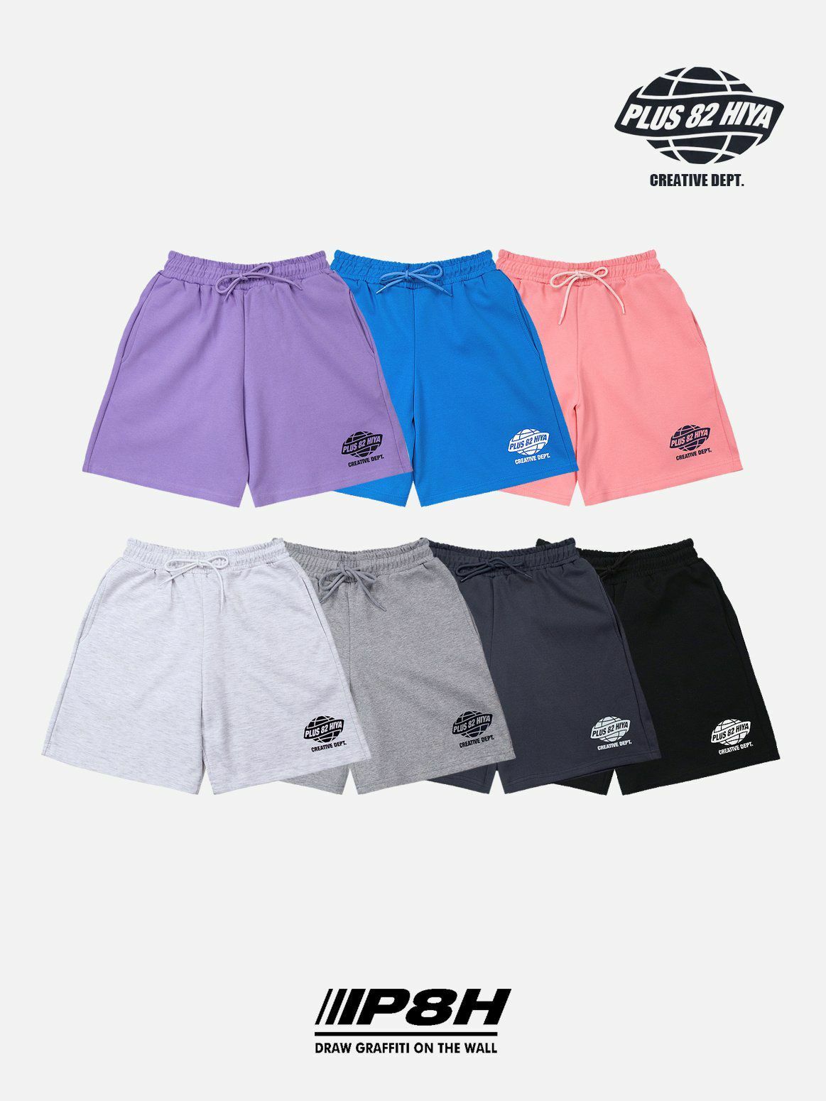 英文字圖案短褲 PLUS82HIYA-014P