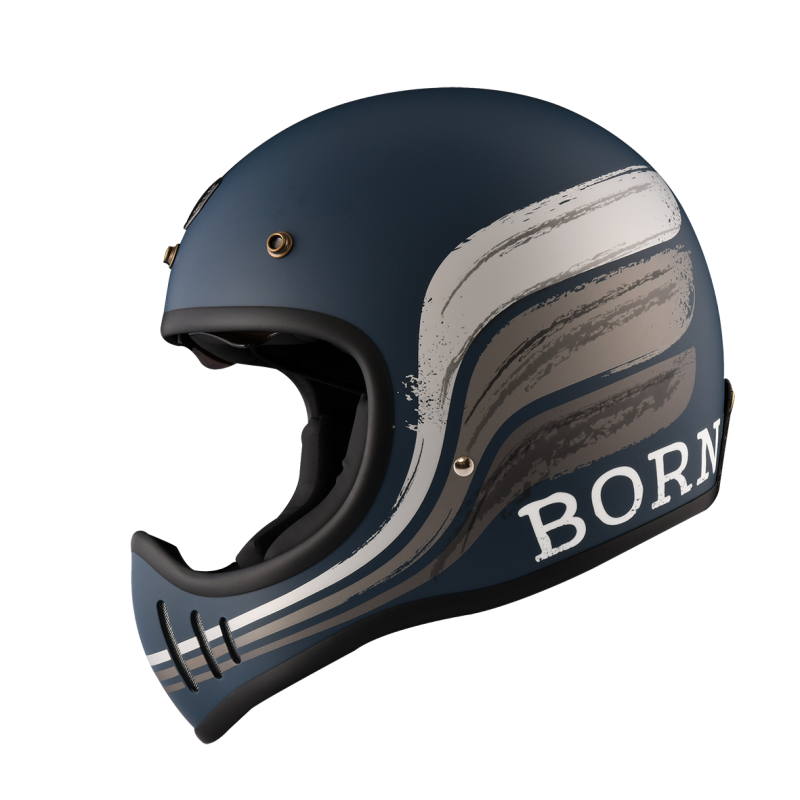 ASTONE SUPER RETRO 彩繪 AF11 平光石墨藍 山車帽 全罩 復古 內鏡片 可拆帽簷