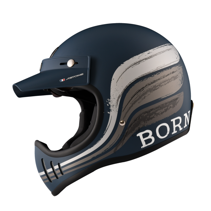 ASTONE SUPER RETRO 彩繪 AF11 平光石墨藍 山車帽 全罩 復古 內鏡片 可拆帽簷