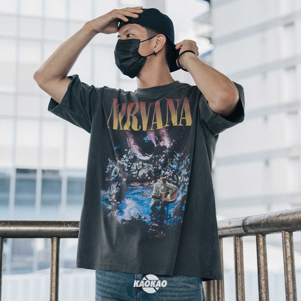 水洗復古 潮牌 T恤 NIRVANA樂隊 印花 短袖【xianshifan】
