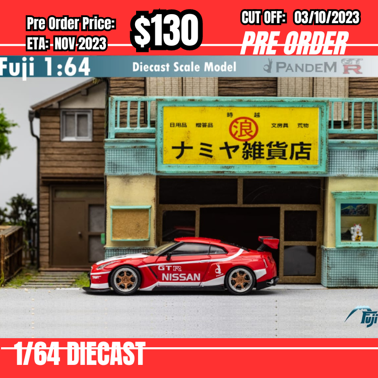 PO-$130 * Fuji * 1:64 Nissan GTR R35 Pandem Red White [OD22/09]