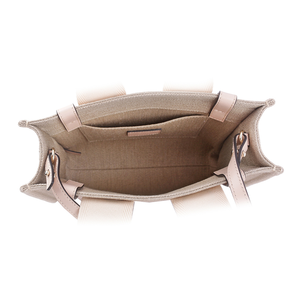 【Chloe】Woody 帆布拼牛皮手提/斜背二用托特包(小)(灰粉色) CHC22AS397I266J5