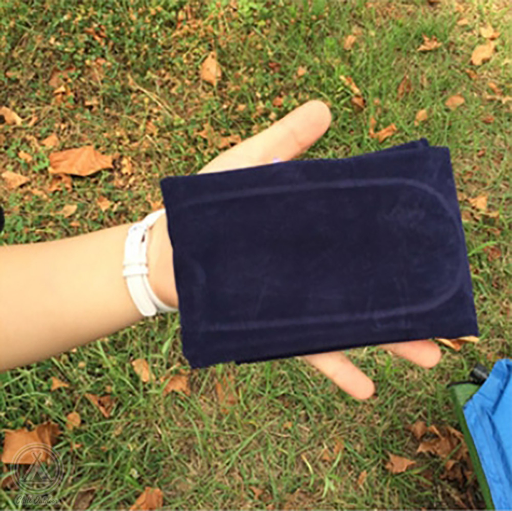 絨布充氣枕頭－(藏青/灰色)