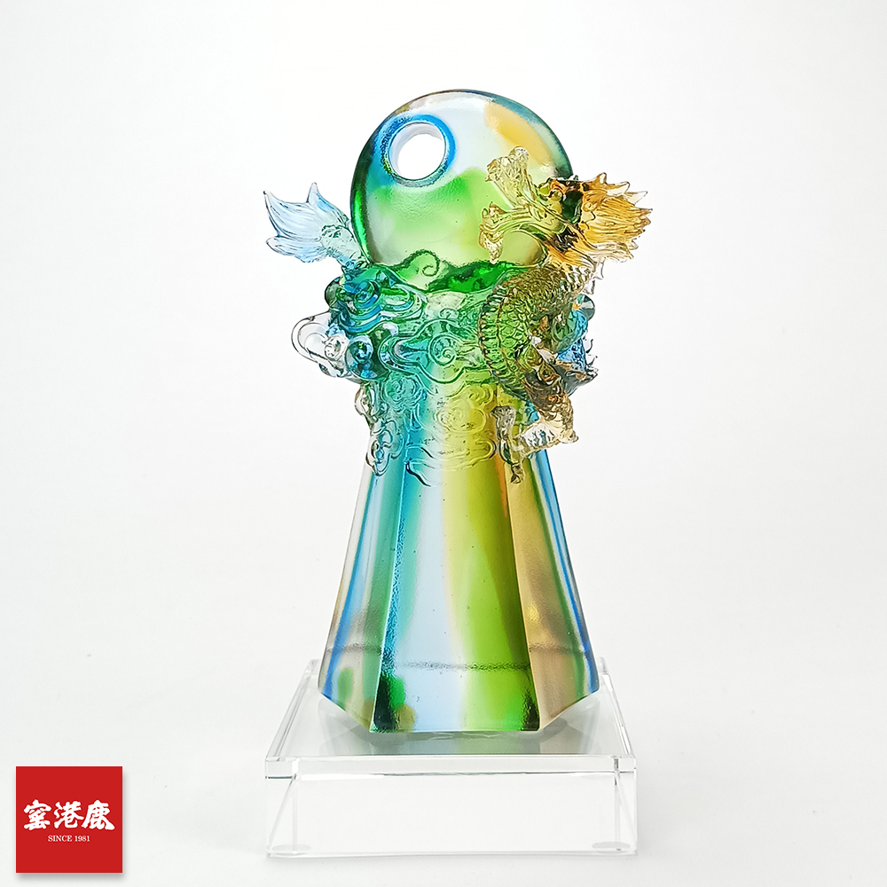 琉璃擺件｜如日中天龍形設計 開業賀禮與辦公室擺飾首選