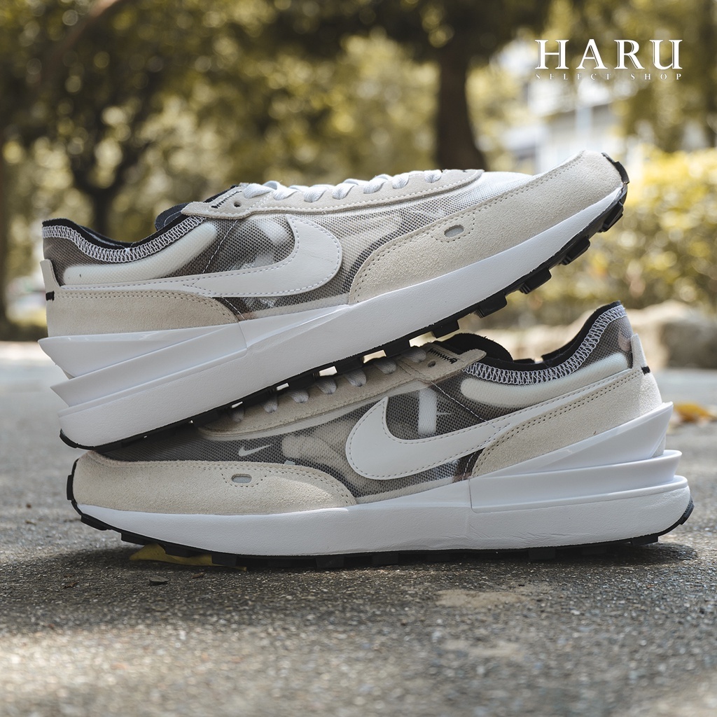 NIKE Waffle One 小SACAI 解構 麂皮 灰白 男生慢跑休閒鞋 DA7995-100