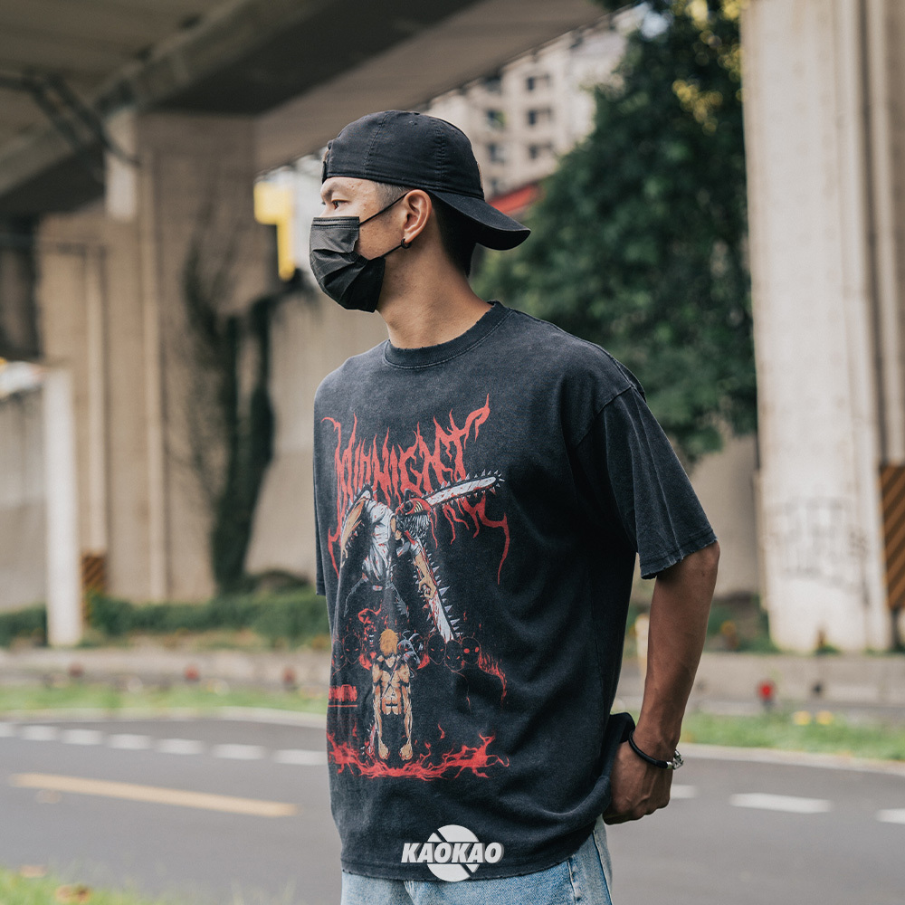 水洗做舊 動漫印花 短袖 T恤 寬鬆 高街