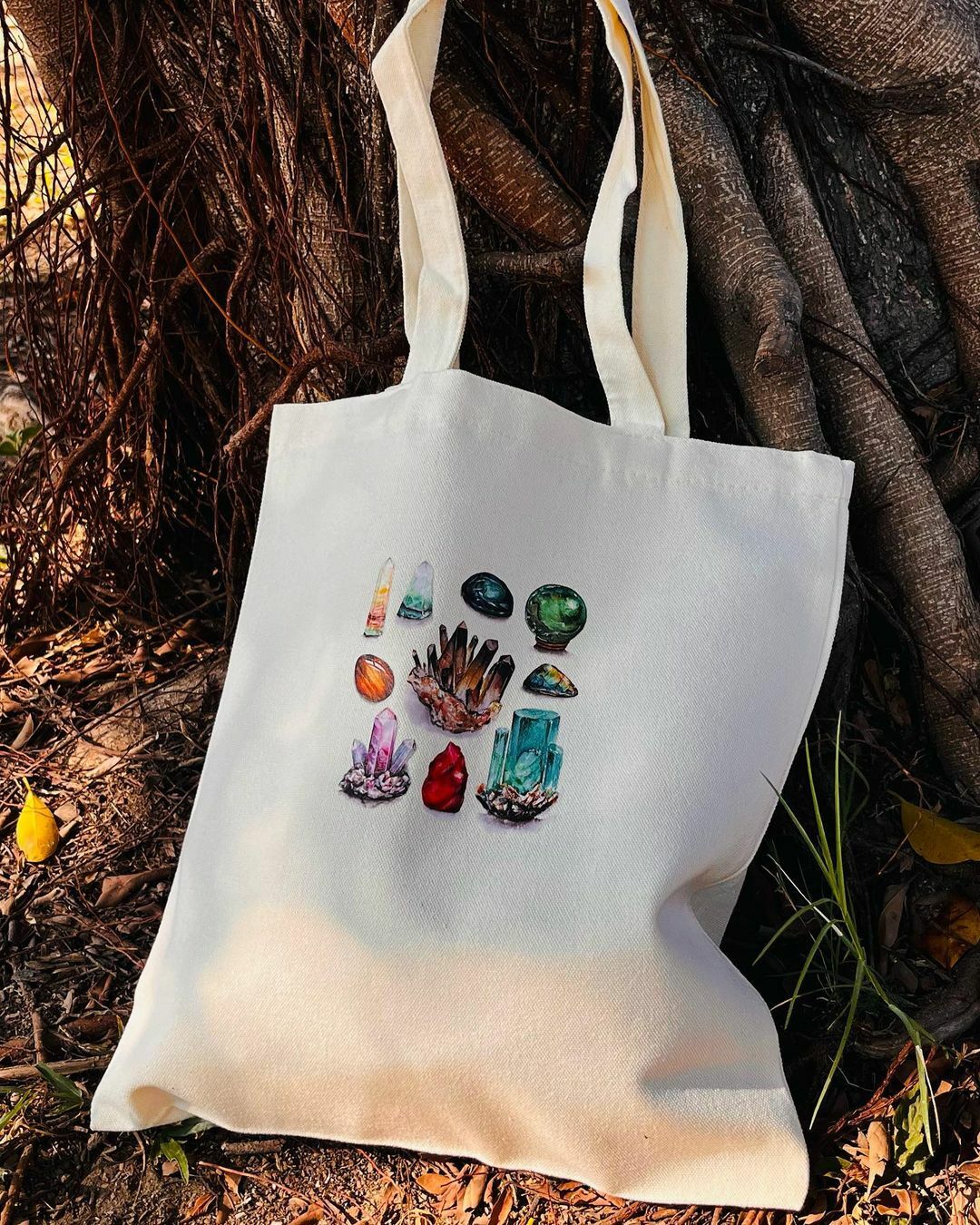 [原石] 水晶礦石插圖手提袋 / 托特袋 / 帆布袋 原石獨家款