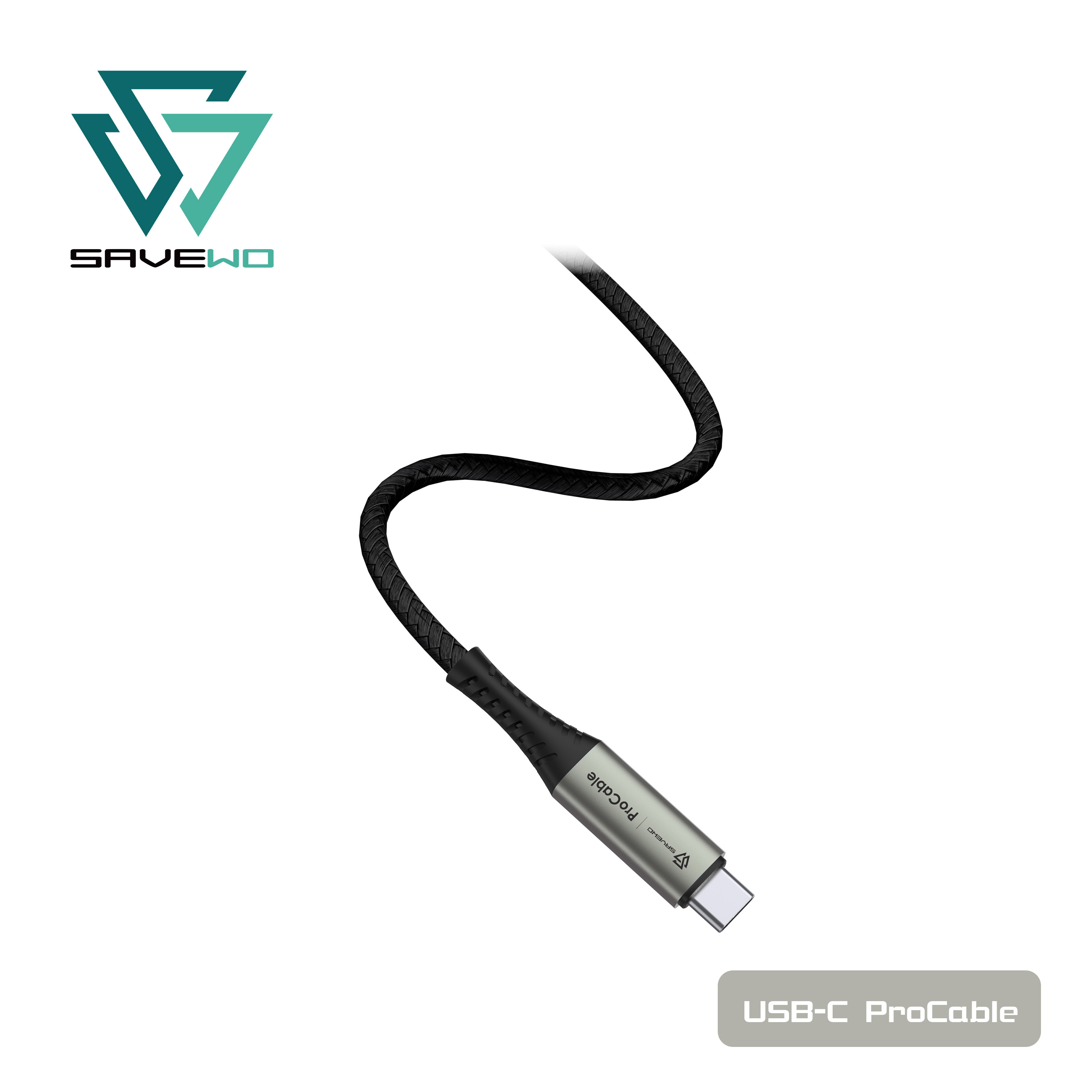 *1米* SAVEWO ProCable USB-C USB4 Thunderbolt 4 極速充電傳輸線  (鈦原色)
