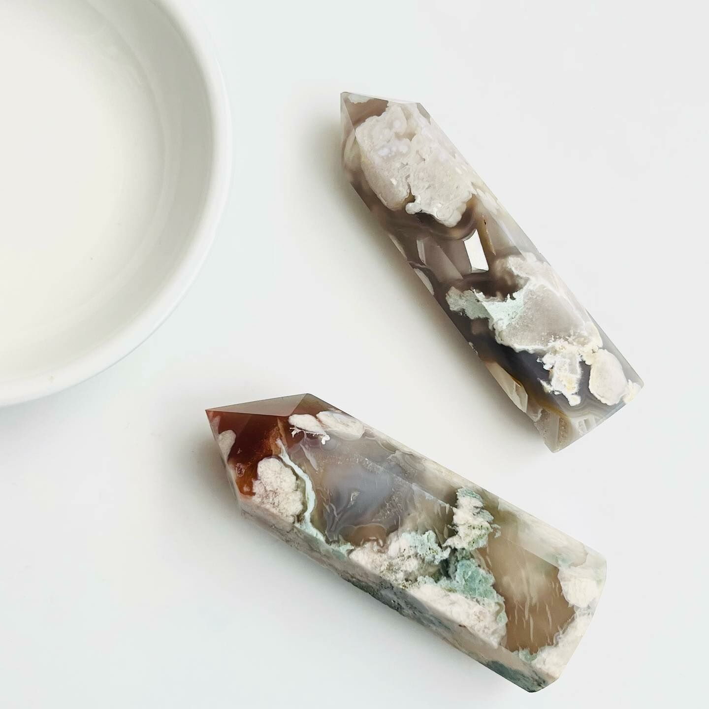 [原石] 綠櫻花瑪瑙 水晶柱