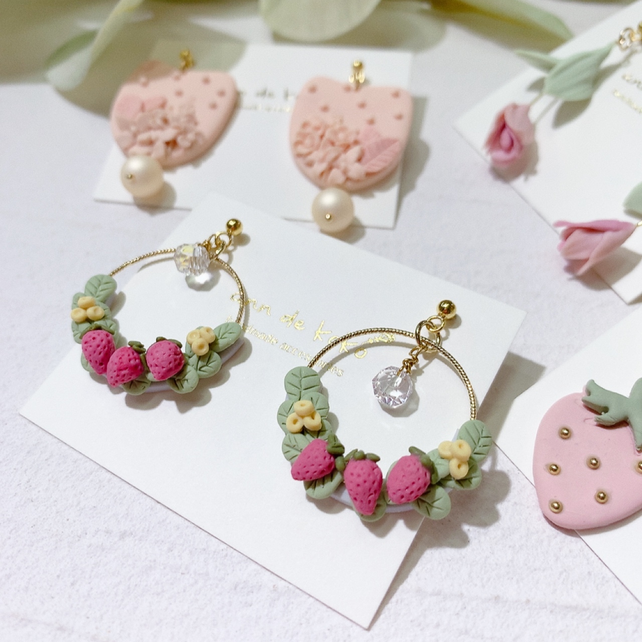 [手作家] 草莓園耳環