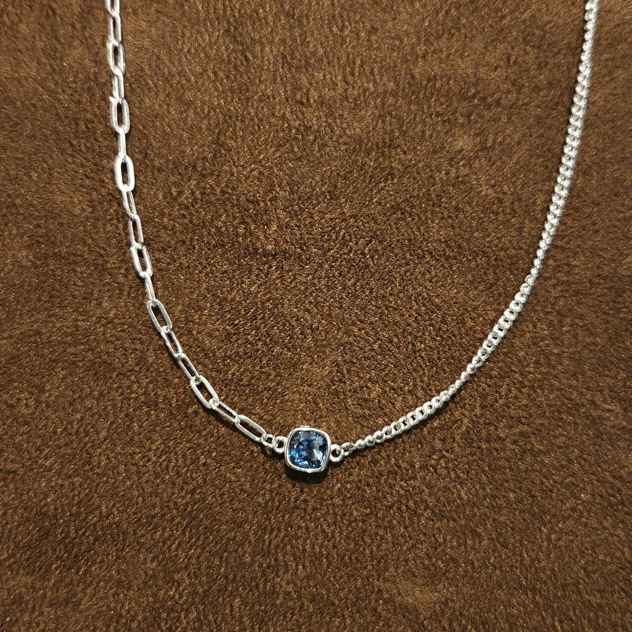 倫敦藍托帕石項鍊 925銀項鍊