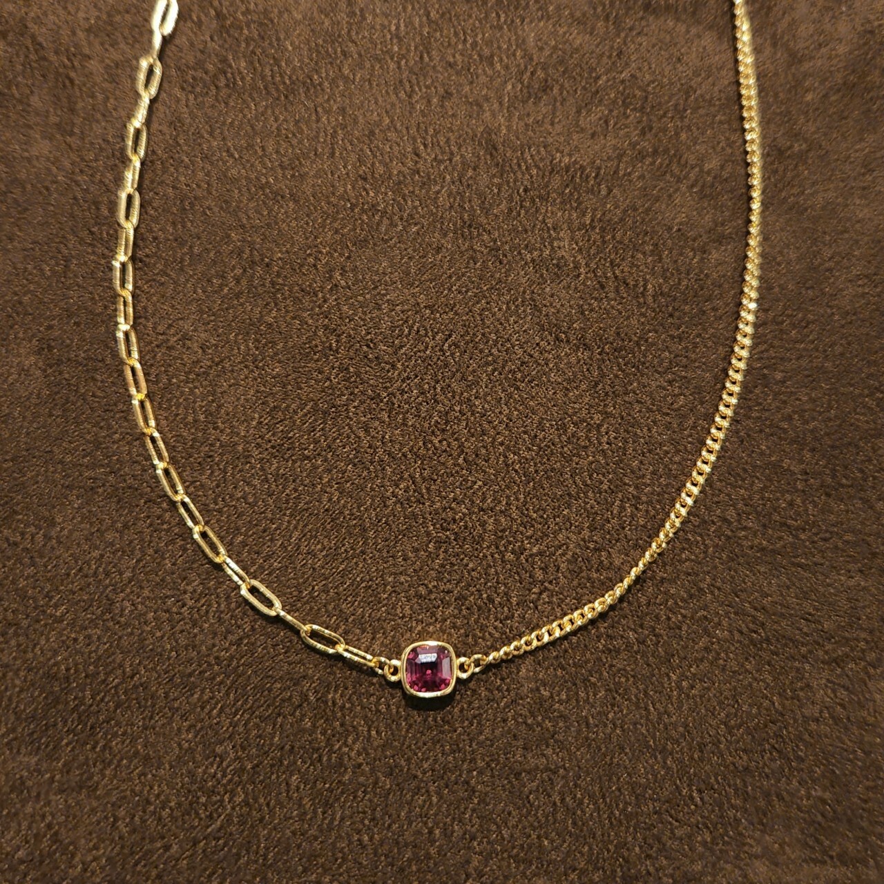 玫瑰石榴石金項鍊 925銀項鍊