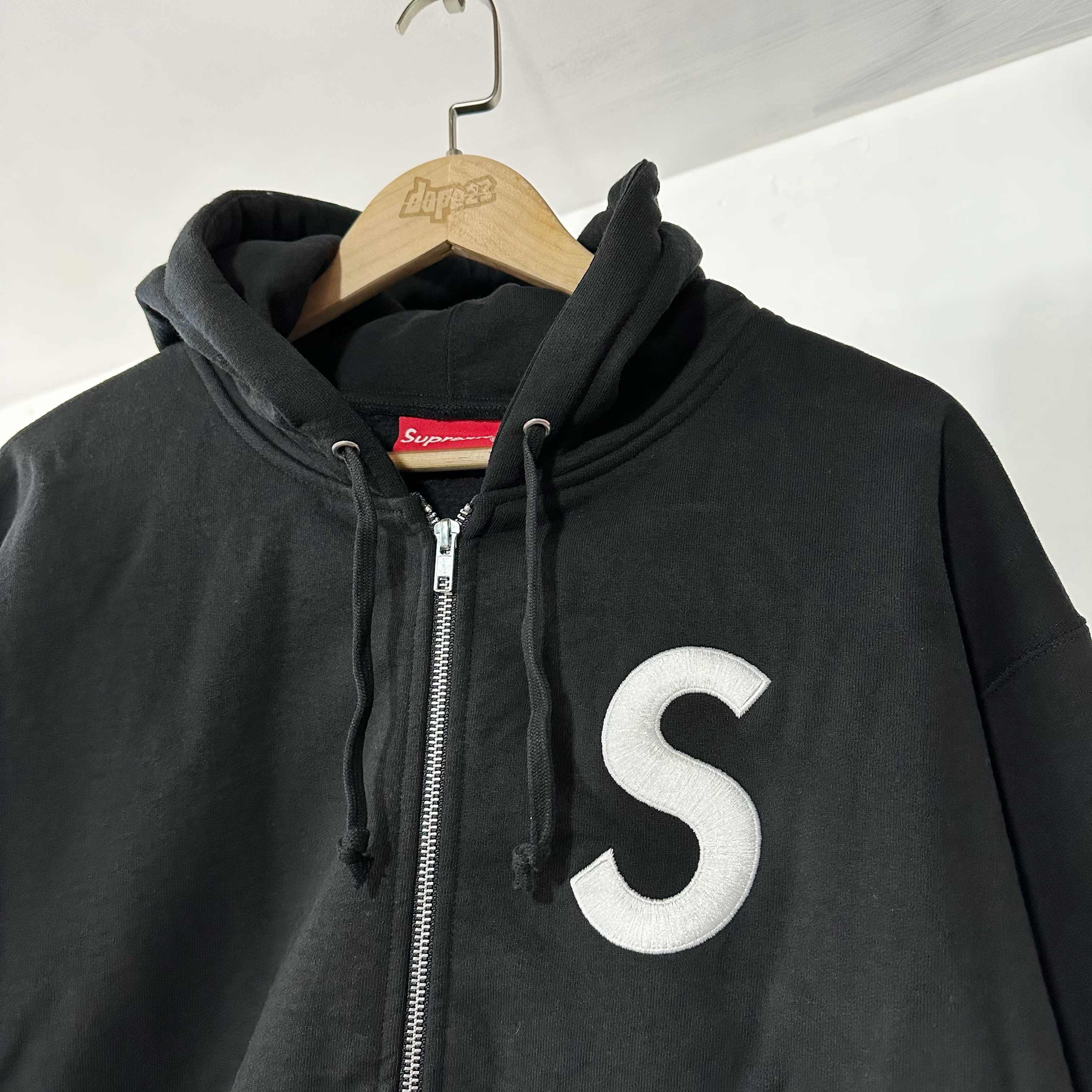 SUPREME  S LOGO ZIP UP HOODED SWEATSHIRT BLACK 拉鏈外套