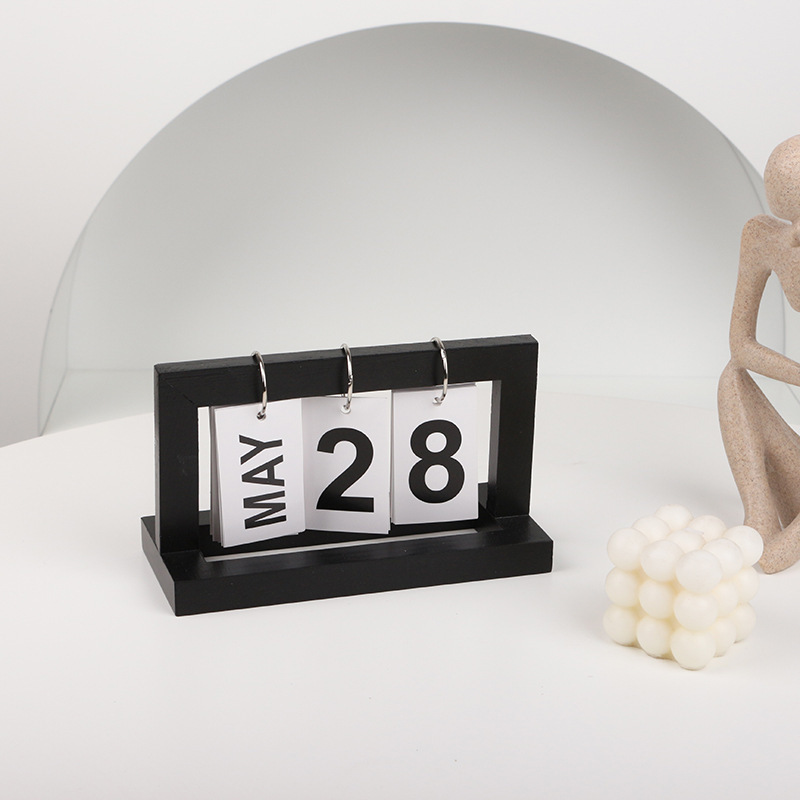 《3009》INS極簡風木質翻頁萬年曆