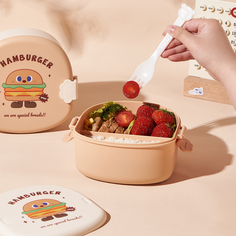 《3010》漢堡吐司造型可愛便當盒