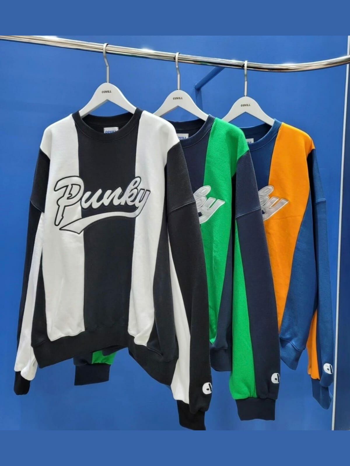 OverSize拼色英文字衛衣 Covill-021T