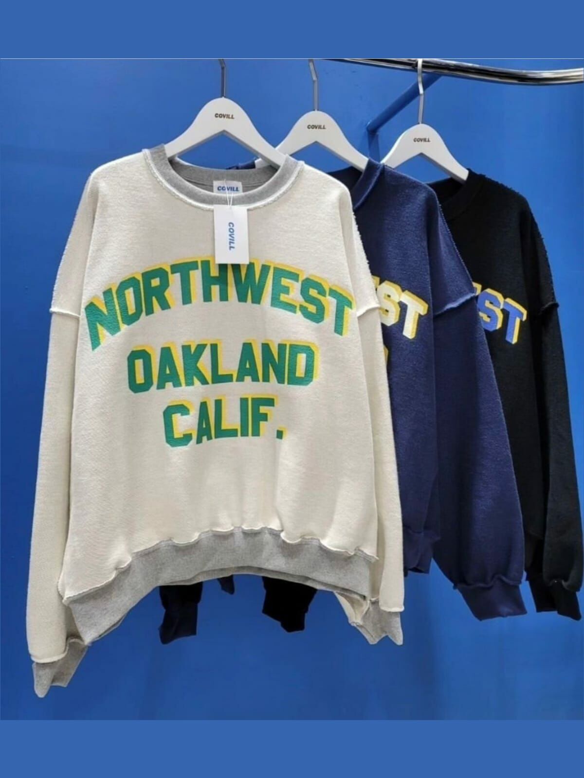 OverSize拼色英文字衛衣 Covill-028T