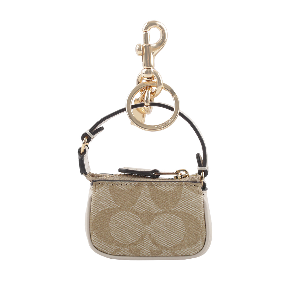 【COACH】Mini Nolita 手提包造型吊飾/鑰匙圈(淺卡其/白色) CG761 IMDQC