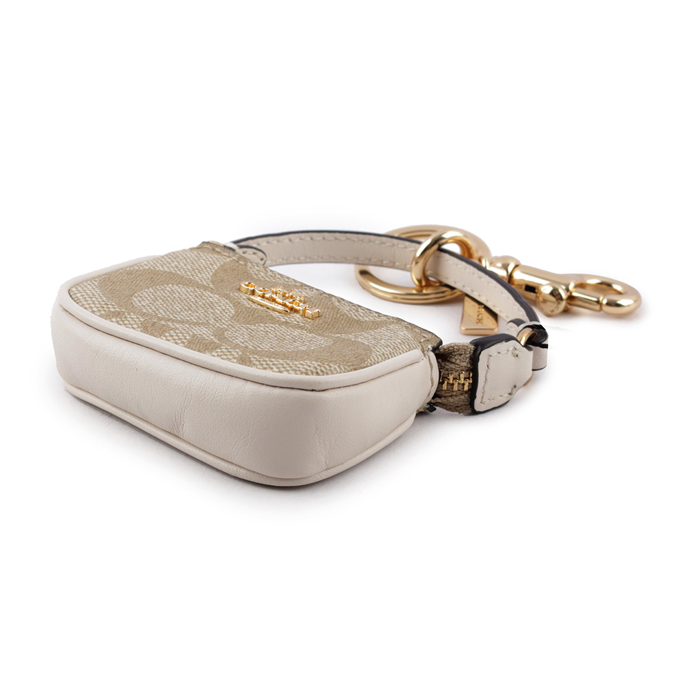 【COACH】Mini Nolita 手提包造型吊飾/鑰匙圈(淺卡其/白色) CG761 IMDQC
