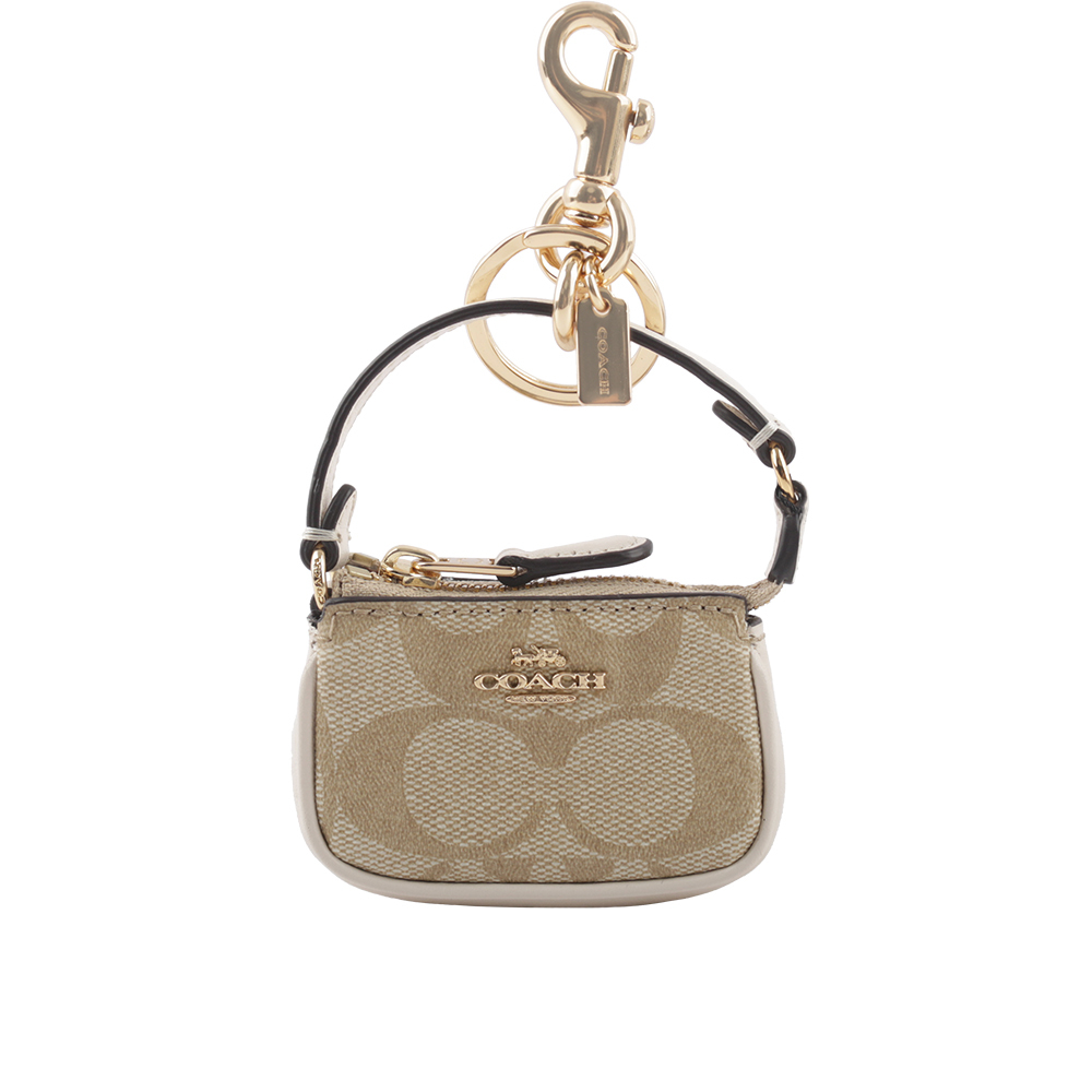 【COACH】Mini Nolita 手提包造型吊飾/鑰匙圈(淺卡其/白色) CG761 IMDQC