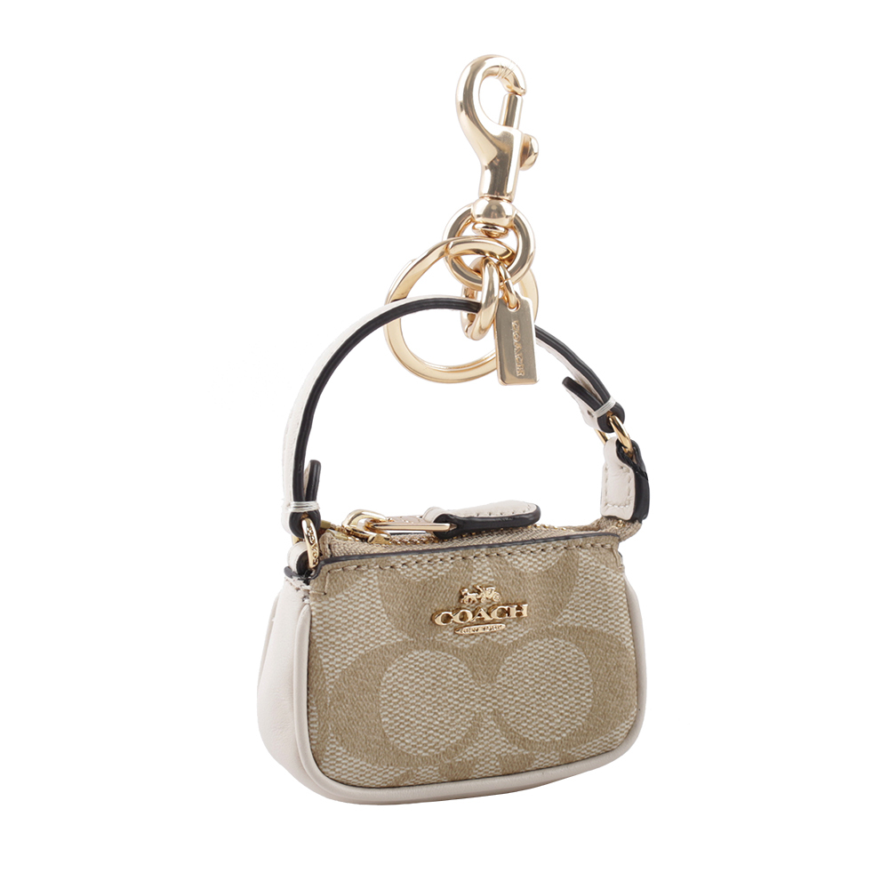 【COACH】Mini Nolita 手提包造型吊飾/鑰匙圈(淺卡其/白色) CG761 IMDQC