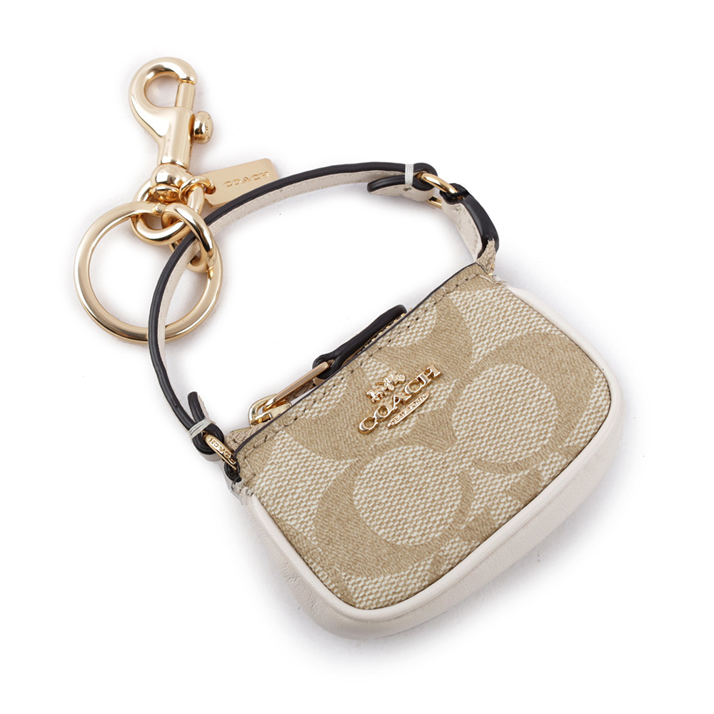 【COACH】Mini Nolita 手提包造型吊飾/鑰匙圈(淺卡其/白色) CG761 IMDQC
