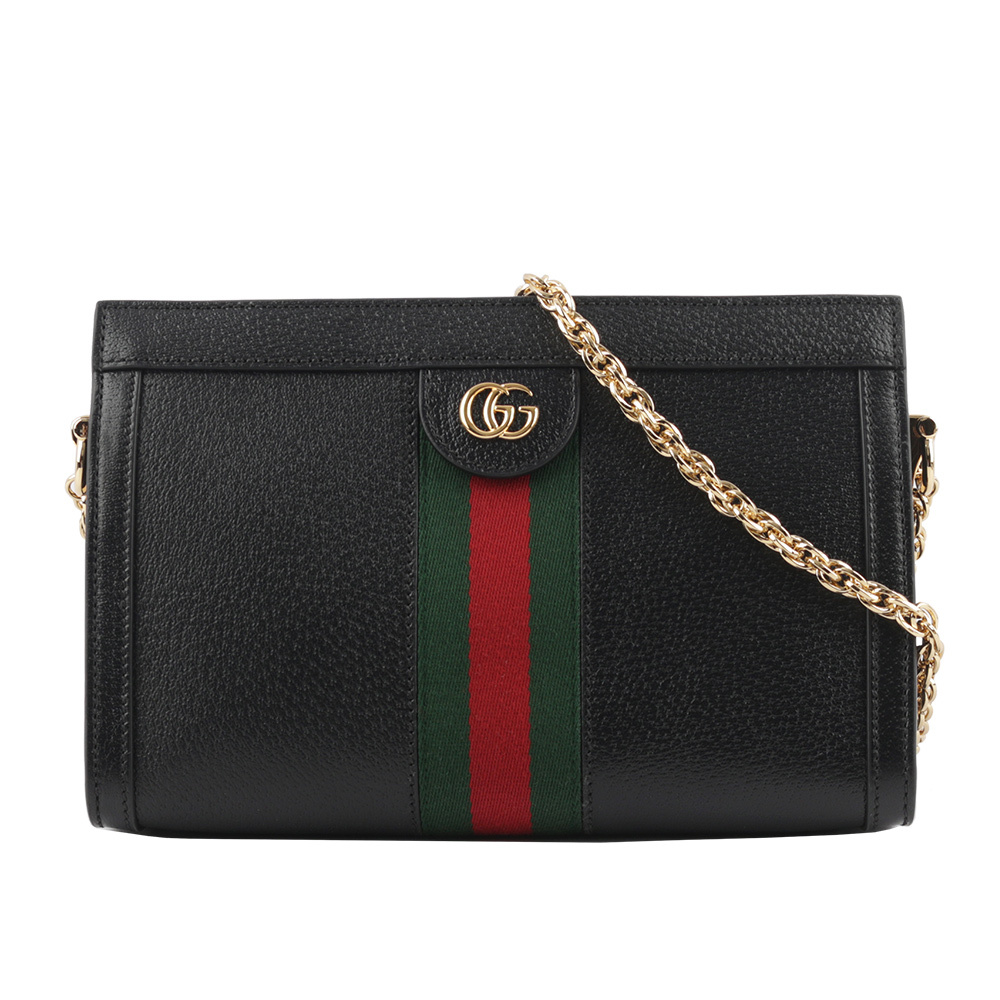 【GUCCI】Ophidia GG 綠紅織帶牛皮鏈包