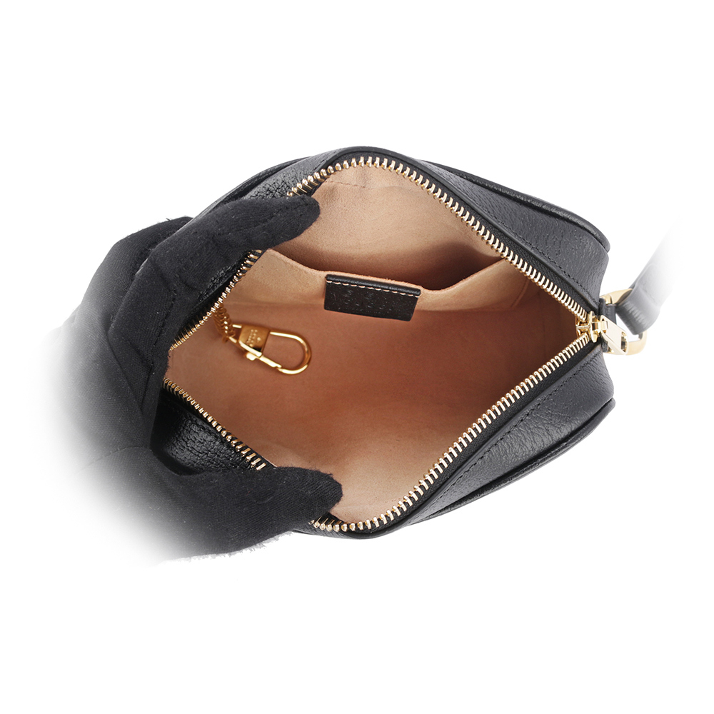 【GUCCI】GG Ophidia 綠紅織帶牛皮迷你斜背包(黑色) 719885 DJ2DG 1060