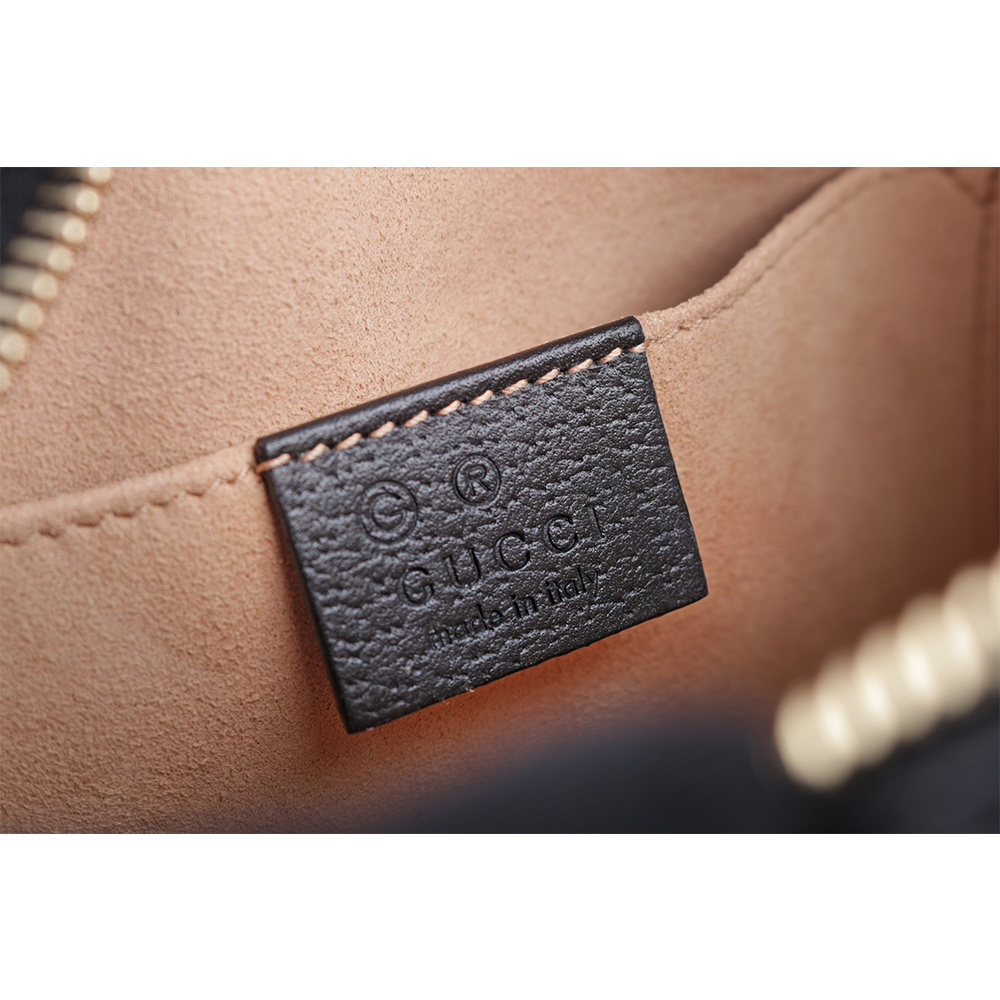 【GUCCI】GG Ophidia 綠紅織帶牛皮迷你斜背包(黑色) 719885 DJ2DG 1060