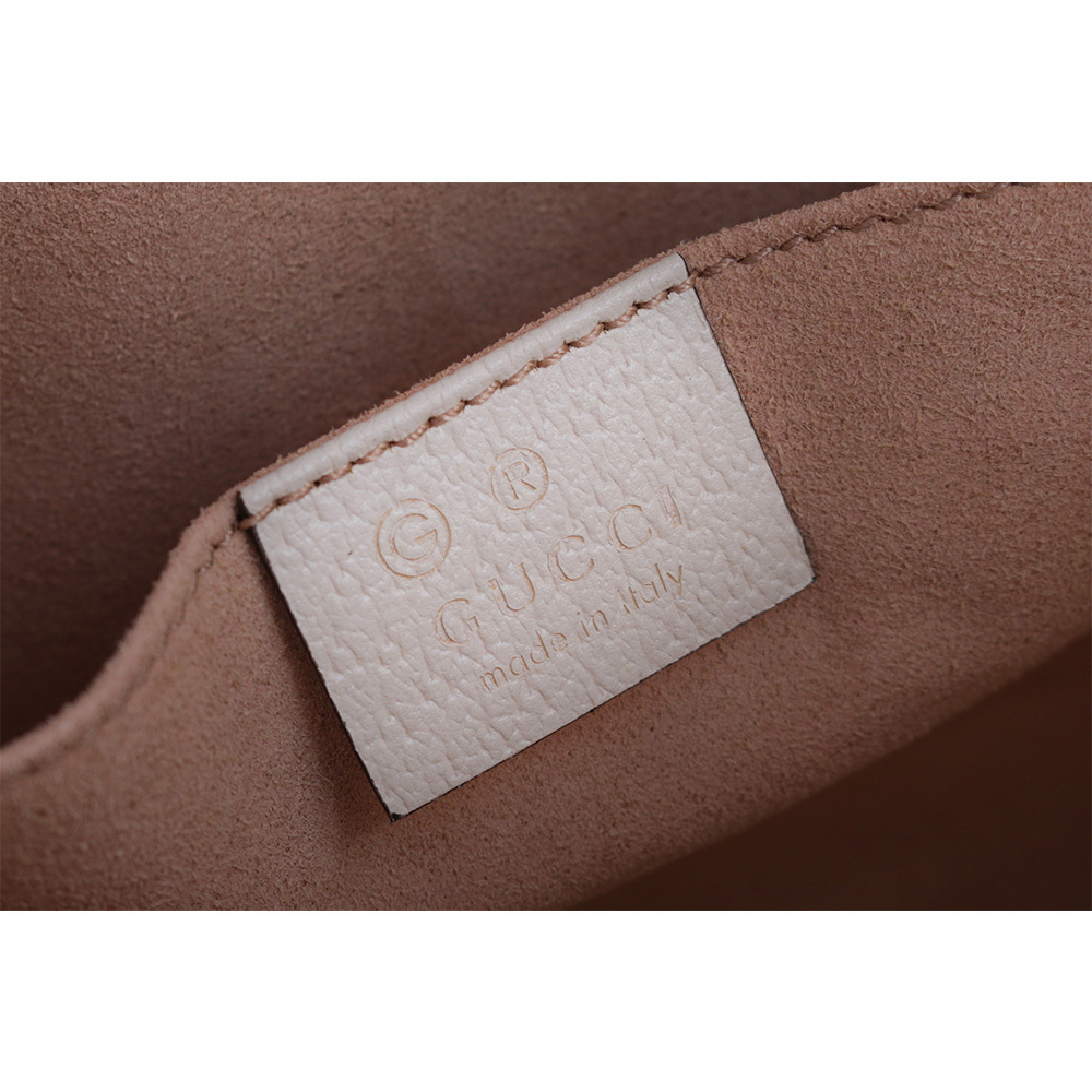 【GUCCI】GG Ophidia 藍紅織帶牛皮貝殼包(白色) 719881 DJ2DG 8454