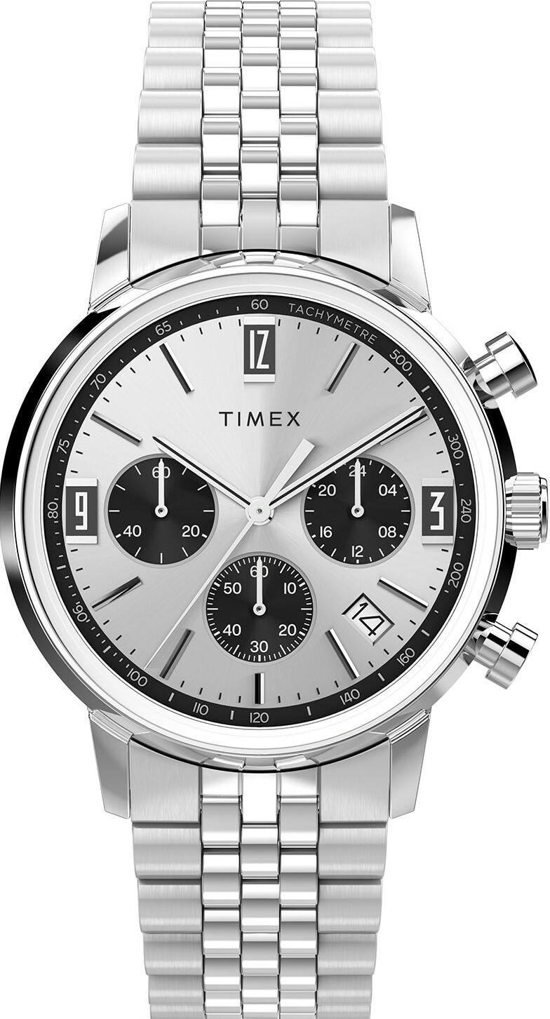 萬年鐘錶 - TIMEX 天美時   Q-Timex  經典精緻呈現三眼計時男錶-皮革款  TW2W10400   timex Q  錶徑40MM