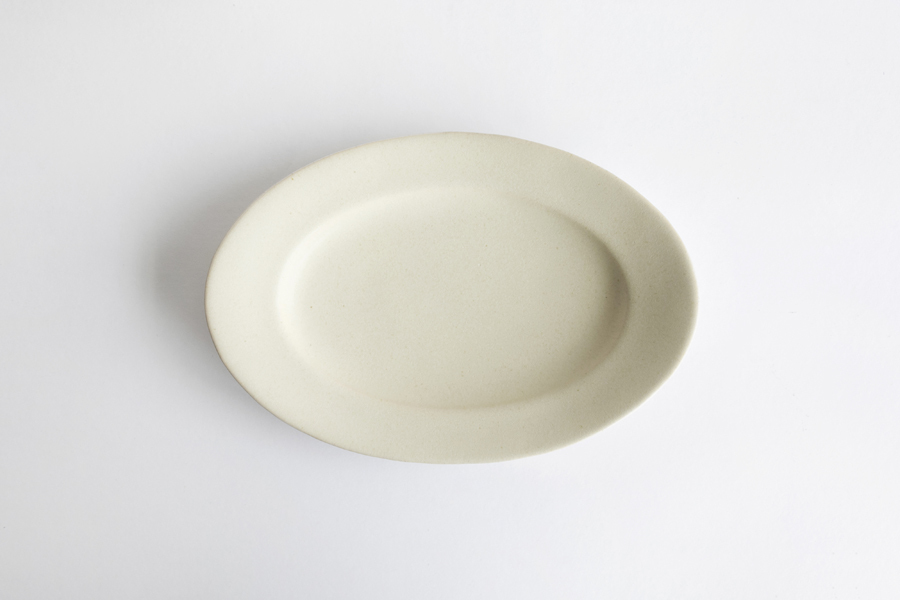 Awabi ware 岡本純一-橢圓皿S 象牙