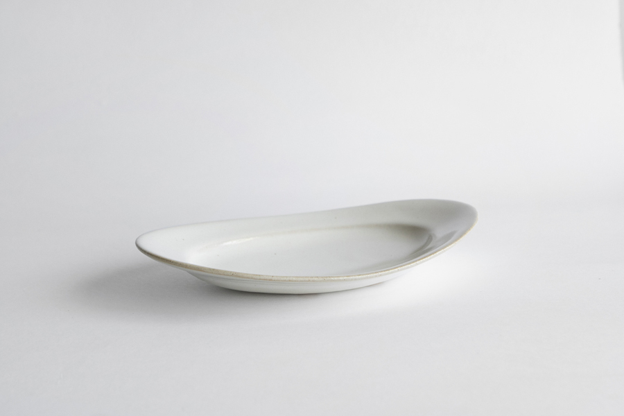 Awabi ware 岡本純一-橢圓皿S 白磁