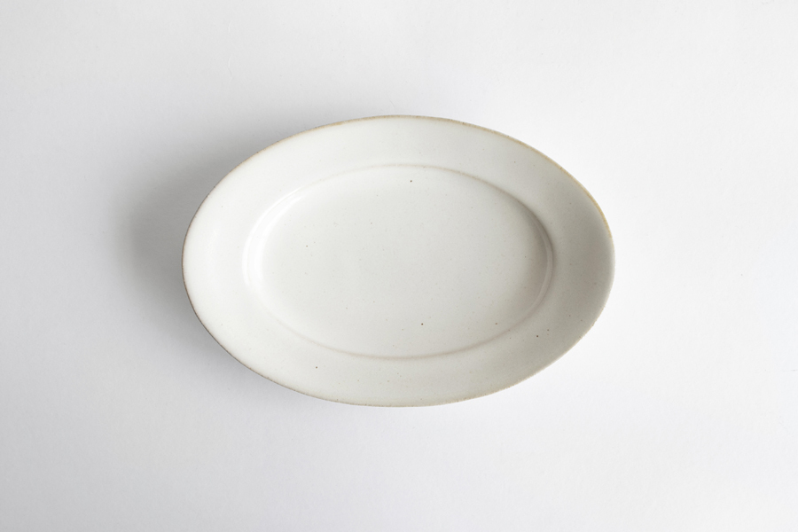 Awabi ware 岡本純一-橢圓皿S 白磁