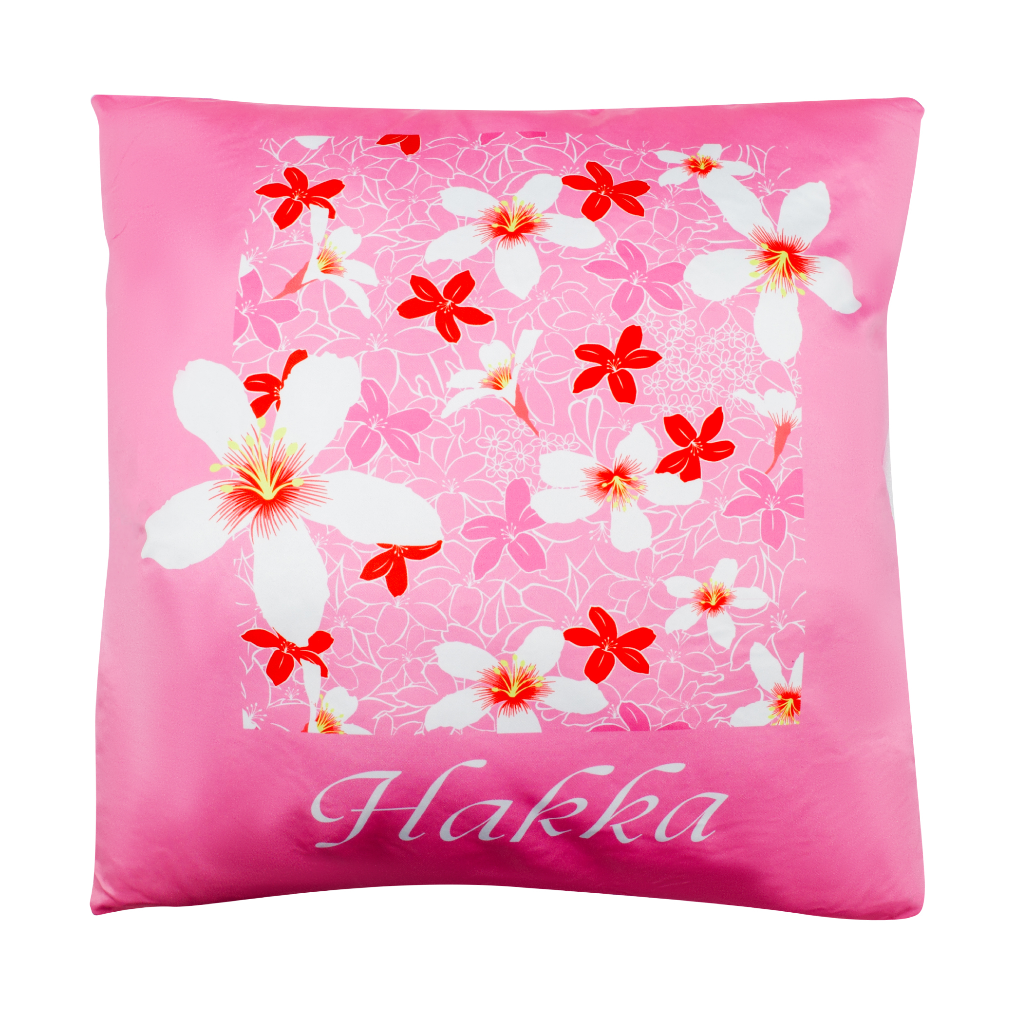 客家方型抱枕《Hakka油桐花》粉紅