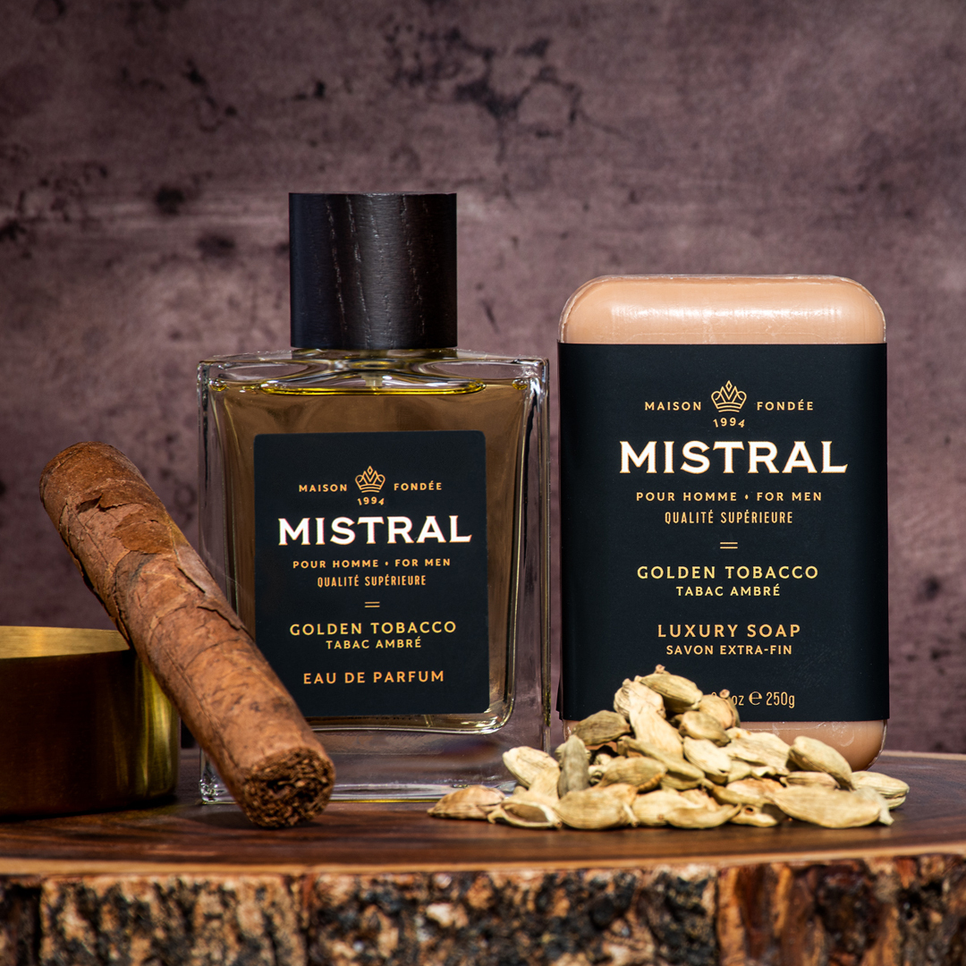 美國 Mistral - 金色菸葉 紳士香氛皂 / 香水沐浴皂（Golden Tobacco）