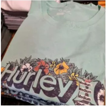 [S] HURLEY FAVORITE FRUIT ALOHA VIBES JERSEY SS GRAPHIC TEE,TROPICAL MIST, HSP23VMT06354-437 (SHL34)