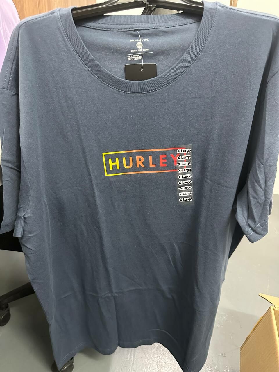 [S] HURLEY BOXED LOGO SS GRAPHIC TEE,NAVY BLUE, HSP22VMT03919-434 (SHL43)