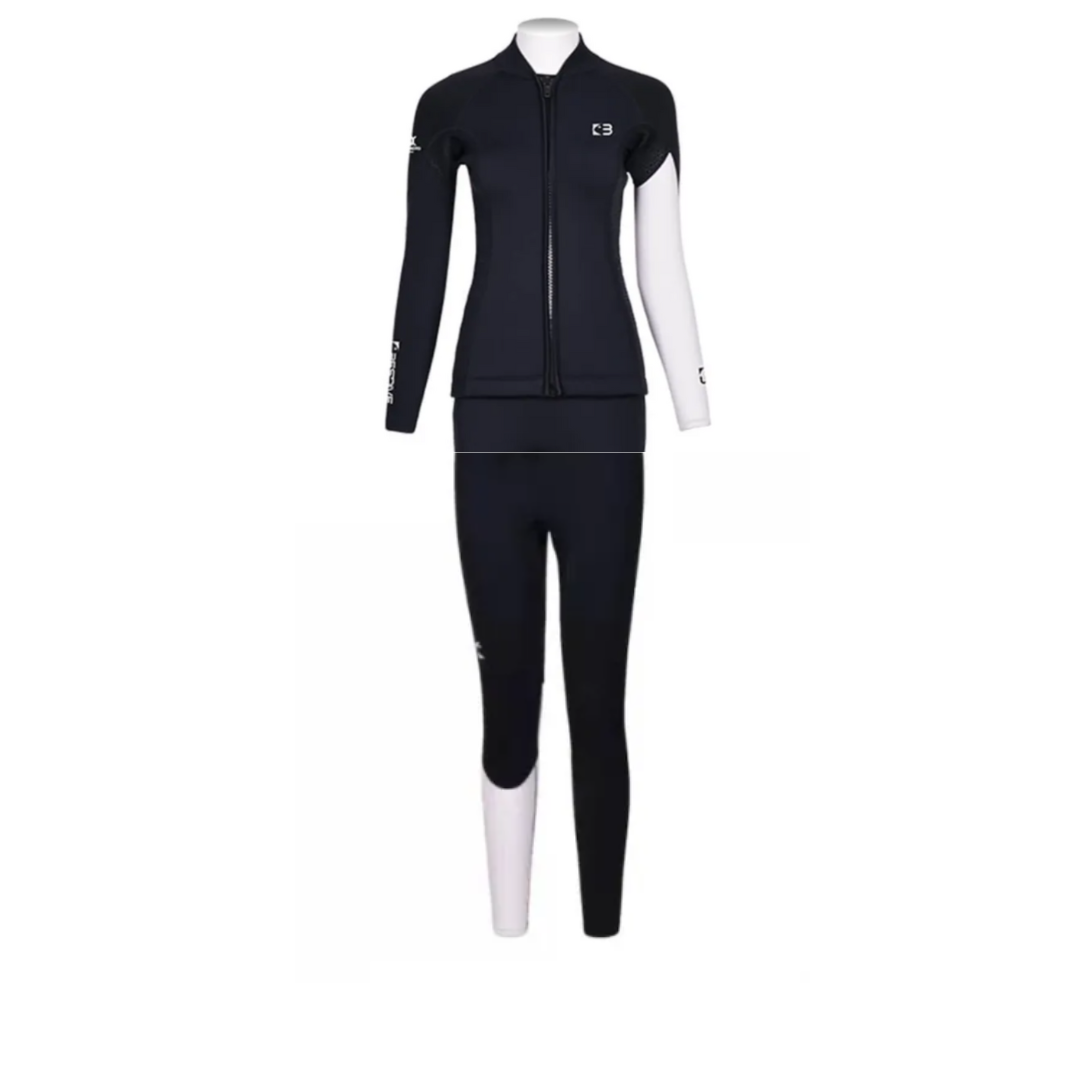 ▲預購-Bestdive 女款 黑白系列 黑身單白手 兩件式防寒衣