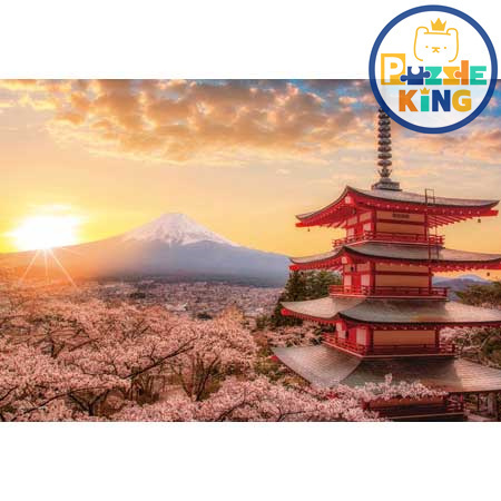 春天黎明時的富士山和櫻花（山梨縣）