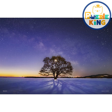 日本風景-榆樹和銀河系（北海道）(夜光)